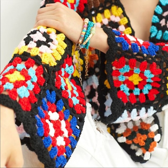 ANTHROPOLOGIE COLOURBLOCKED SQUARE CROCHET CARDIGAN 🔥 - Picture 6 of 9